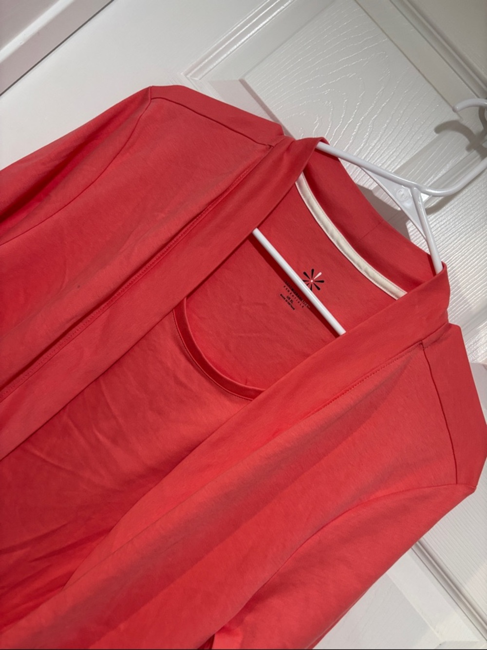 ISAAC MIZRAHI ESSENTIALS Women’s Coral Faux-Shell Top and Connected Cardigan